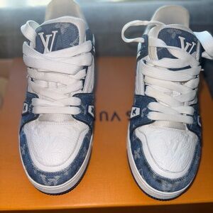 White and Blue Sneakers